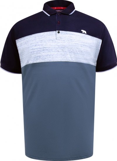 D555 Leeds Cut And Sew Polo With Jacquard Collar And Cuffs Navy - Polosärgid - Meeste suured polosärgid 2XL – 8XL