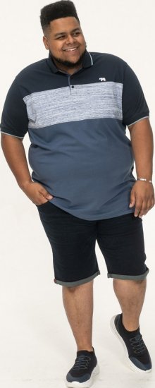 D555 Leeds Cut And Sew Polo With Jacquard Collar And Cuffs Navy - Polosärgid - Meeste suured polosärgid 2XL – 8XL