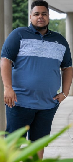 D555 Leeds Cut And Sew Polo With Jacquard Collar And Cuffs Navy - Polosärgid - Meeste suured polosärgid 2XL – 8XL