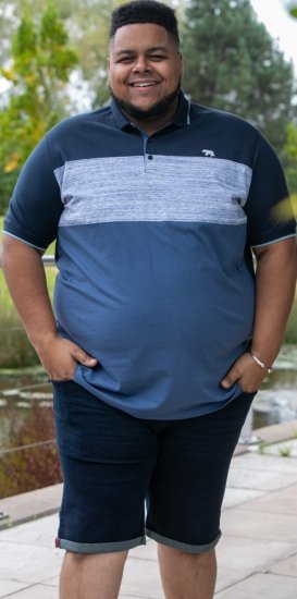 D555 Leeds Cut And Sew Polo With Jacquard Collar And Cuffs Navy - Polosärgid - Meeste suured polosärgid 2XL – 8XL