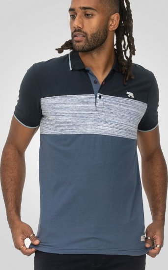 D555 Leeds Cut And Sew Polo With Jacquard Collar And Cuffs Navy - Polosärgid - Meeste suured polosärgid 2XL – 8XL