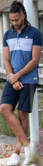 D555 Leeds Cut And Sew Polo With Jacquard Collar And Cuffs Navy - Polosärgid - Meeste suured polosärgid 2XL – 8XL