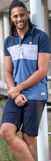 D555 Leeds Cut And Sew Polo With Jacquard Collar And Cuffs Navy - Polosärgid - Meeste suured polosärgid 2XL – 8XL