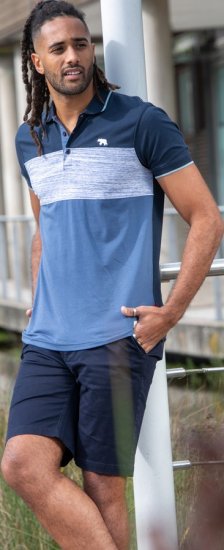 D555 Leeds Cut And Sew Polo With Jacquard Collar And Cuffs Navy - Polosärgid - Meeste suured polosärgid 2XL – 8XL