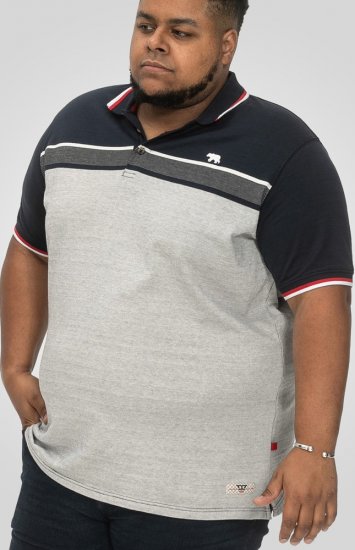 D555 Tipton Stripe Jacquard Short Sleeve Polo Navy - Polosärgid - Meeste suured polosärgid 2XL – 8XL