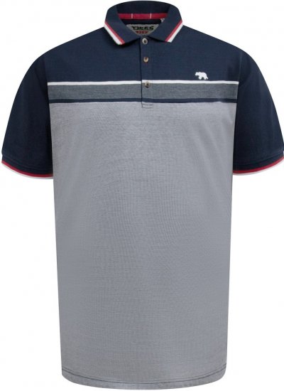 D555 Tipton Stripe Jacquard Short Sleeve Polo Navy - Polosärgid - Meeste suured polosärgid 2XL – 8XL
