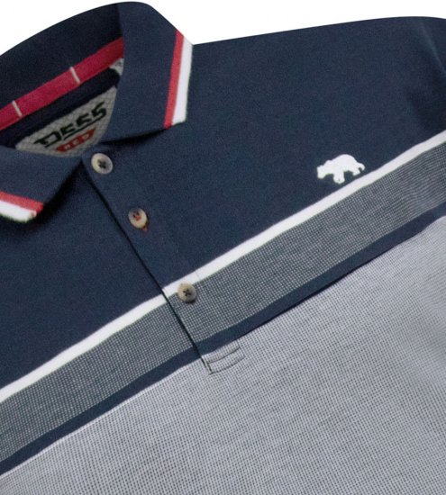 D555 Tipton Stripe Jacquard Short Sleeve Polo Navy - Polosärgid - Meeste suured polosärgid 2XL – 8XL
