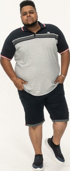 D555 Tipton Stripe Jacquard Short Sleeve Polo Navy - Polosärgid - Meeste suured polosärgid 2XL – 8XL