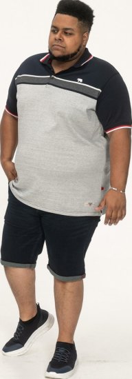 D555 Tipton Stripe Jacquard Short Sleeve Polo Navy - Polosärgid - Meeste suured polosärgid 2XL – 8XL