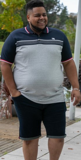 D555 Tipton Stripe Jacquard Short Sleeve Polo Navy - Polosärgid - Meeste suured polosärgid 2XL – 8XL