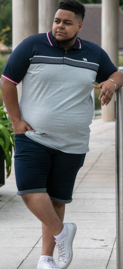 D555 Tipton Stripe Jacquard Short Sleeve Polo Navy - Polosärgid - Meeste suured polosärgid 2XL – 8XL