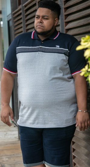 D555 Tipton Stripe Jacquard Short Sleeve Polo Navy - Polosärgid - Meeste suured polosärgid 2XL – 8XL