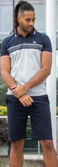 D555 Tipton Stripe Jacquard Short Sleeve Polo Navy - Polosärgid - Meeste suured polosärgid 2XL – 8XL