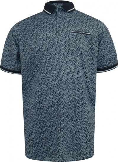 D555 Woolwich AOP Polo Shirt With Ribbed Collar Blue - Polosärgid - Meeste suured polosärgid 2XL – 8XL