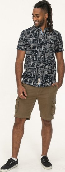 D555 Worthing Surf AOP Short Sleeve Button Down Collar Shirt Navy - Särgid - Meeste suured särgid 2XL – 8XL