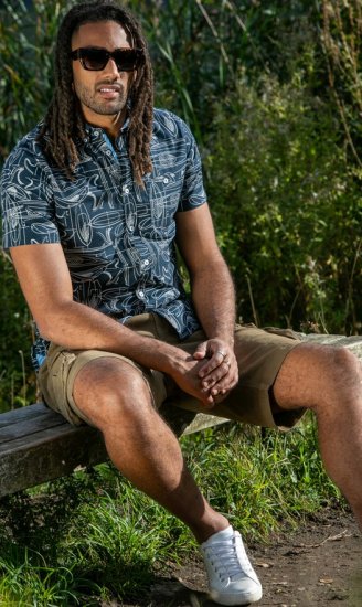 D555 Worthing Surf AOP Short Sleeve Button Down Collar Shirt Navy - Särgid - Meeste suured särgid 2XL – 8XL