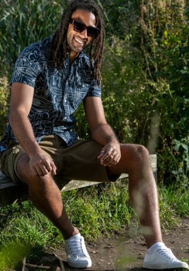 D555 Worthing Surf AOP Short Sleeve Button Down Collar Shirt Navy - Särgid - Meeste suured särgid 2XL – 8XL