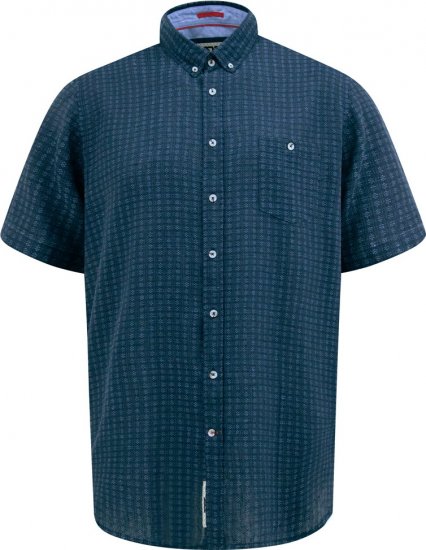 D555 Pontefract Jacquard Linen Mix Short Sleeve Shirt With Button Down Navy - Särgid - Meeste suured särgid 2XL – 8XL
