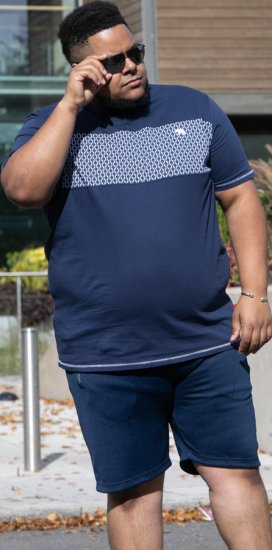 D555 Swansea Cut And Sew Crew Neck T-Shirt Navy - T-särgid - Suured T-särgid 2XL – 14XL