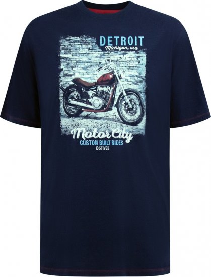 D555 Knowle Detroit Motor Bike Printed Crew Neck T-Shirt Navy - T-särgid - Suured T-särgid 2XL – 14XL
