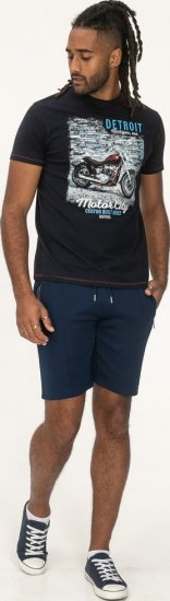D555 Knowle Detroit Motor Bike Printed Crew Neck T-Shirt Navy - T-särgid - Suured T-särgid 2XL – 14XL