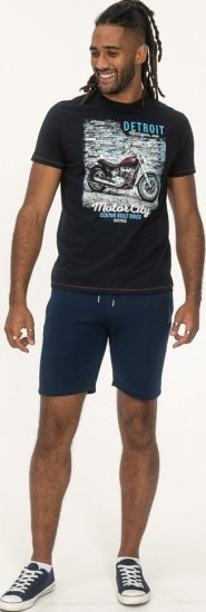 D555 Knowle Detroit Motor Bike Printed Crew Neck T-Shirt Navy - T-särgid - Suured T-särgid 2XL – 14XL