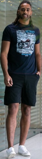 D555 Knowle Detroit Motor Bike Printed Crew Neck T-Shirt Navy - T-särgid - Suured T-särgid 2XL – 14XL