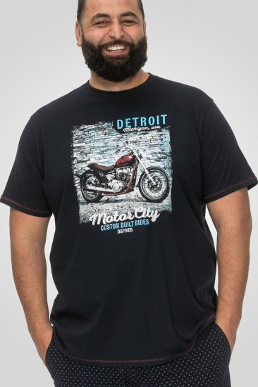 D555 Knowle Detroit Motor Bike Printed Crew Neck T-Shirt Navy - T-särgid - Suured T-särgid 2XL – 14XL