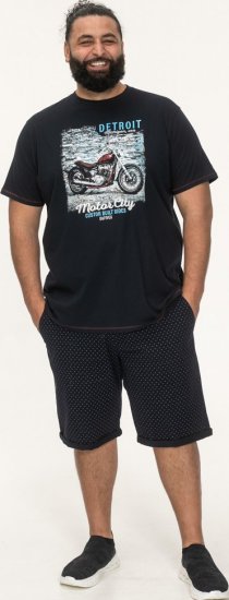 D555 Knowle Detroit Motor Bike Printed Crew Neck T-Shirt Navy - T-särgid - Suured T-särgid 2XL – 14XL