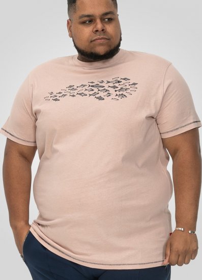 D555 Bournemouth Shoal Of Fish Printed Crew Neck T-Shirt Pink - T-särgid - Suured T-särgid 2XL – 14XL