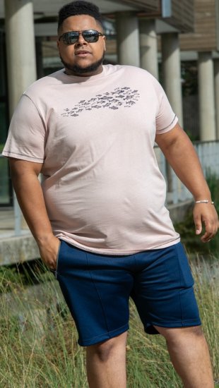 D555 Bournemouth Shoal Of Fish Printed Crew Neck T-Shirt Pink - T-särgid - Suured T-särgid 2XL – 14XL
