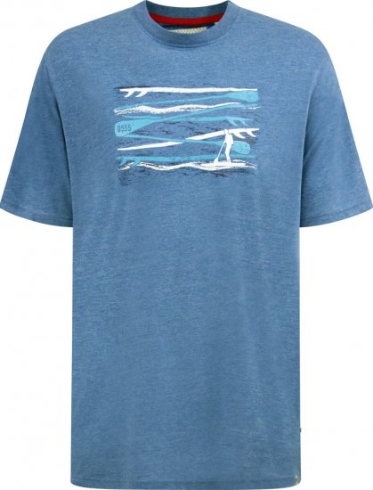 D555 Cardiff Surfer And Waves Printed Crew Neck T-shirt Denim Marl - T-särgid - Suured T-särgid 2XL – 14XL