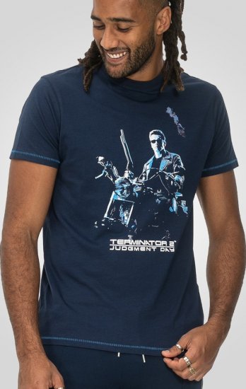 D555 Cameron Official Terminator Printed Crew Neck T-Shirt Dark Navy - T-särgid - Suured T-särgid 2XL – 14XL