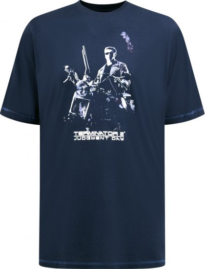 D555 Cameron Official Terminator Printed Crew Neck T-Shirt Dark Navy - T-särgid - Suured T-särgid 2XL – 14XL