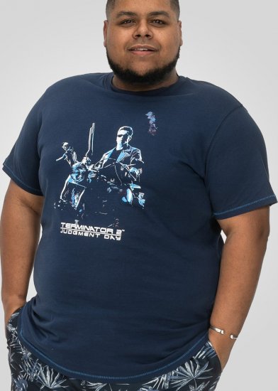 D555 Cameron Official Terminator Printed Crew Neck T-Shirt Dark Navy - T-särgid - Suured T-särgid 2XL – 14XL