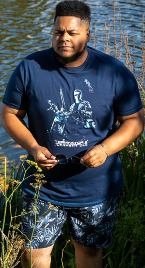 D555 Cameron Official Terminator Printed Crew Neck T-Shirt Dark Navy - T-särgid - Suured T-särgid 2XL – 14XL