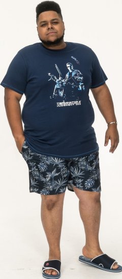 D555 Cameron Official Terminator Printed Crew Neck T-Shirt Dark Navy - T-särgid - Suured T-särgid 2XL – 14XL