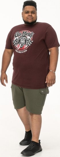 D555 Loughborough Official Gas Monkey Crew Neck T-Shirt Burgundy Black Twist - T-särgid - Suured T-särgid 2XL – 14XL