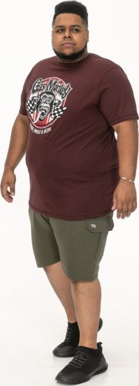 D555 Loughborough Official Gas Monkey Crew Neck T-Shirt Burgundy Black Twist - T-särgid - Suured T-särgid 2XL – 14XL