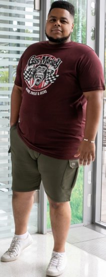 D555 Loughborough Official Gas Monkey Crew Neck T-Shirt Burgundy Black Twist - T-särgid - Suured T-särgid 2XL – 14XL