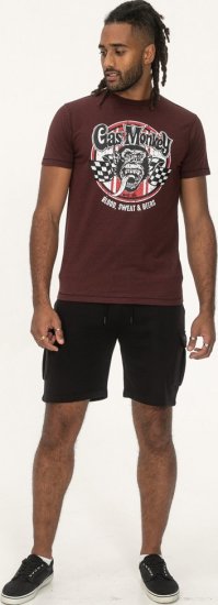 D555 Loughborough Official Gas Monkey Crew Neck T-Shirt Burgundy Black Twist - T-särgid - Suured T-särgid 2XL – 14XL