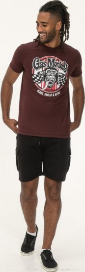 D555 Loughborough Official Gas Monkey Crew Neck T-Shirt Burgundy Black Twist - T-särgid - Suured T-särgid 2XL – 14XL
