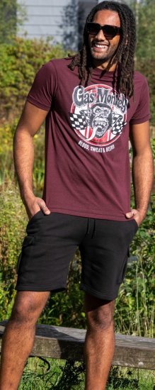 D555 Loughborough Official Gas Monkey Crew Neck T-Shirt Burgundy Black Twist - T-särgid - Suured T-särgid 2XL – 14XL