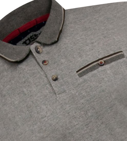 D555 Holyhead Tekstuuriga Pikeesärk Rinnataskuga Hall - Polosärgid - Meeste suured polosärgid 2XL – 8XL