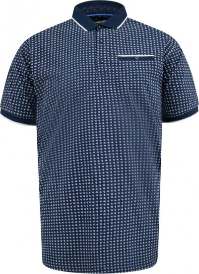 D555 Coventry AOP Polo Shirt Jacquard Collar & Ribbed Cuffs Navy - Polosärgid - Meeste suured polosärgid 2XL – 8XL
