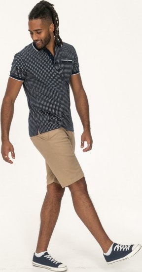 D555 Coventry AOP Polo Shirt Jacquard Collar & Ribbed Cuffs Navy - Polosärgid - Meeste suured polosärgid 2XL – 8XL