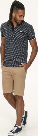 D555 Coventry AOP Polo Shirt Jacquard Collar & Ribbed Cuffs Navy - Polosärgid - Meeste suured polosärgid 2XL – 8XL