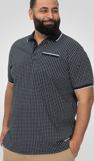 D555 Coventry AOP Polo Shirt Jacquard Collar & Ribbed Cuffs Navy - Polosärgid - Meeste suured polosärgid 2XL – 8XL