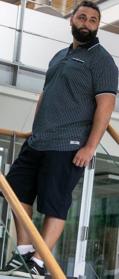 D555 Coventry AOP Polo Shirt Jacquard Collar & Ribbed Cuffs Navy - Polosärgid - Meeste suured polosärgid 2XL – 8XL