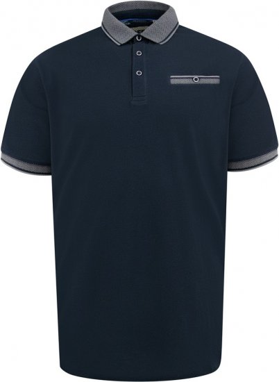 D555 Ilkeston Jacquard Collar & Cuff Short Sleeve Pique Polo Navy - Polosärgid - Meeste suured polosärgid 2XL – 8XL